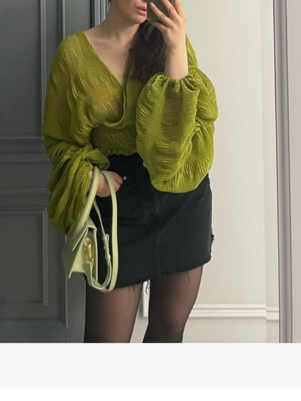 Green Chiffon Blouse Shirt